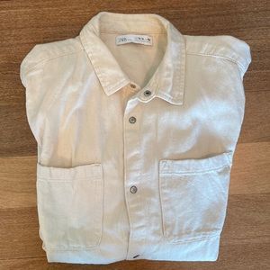 Zara kids cream long sleeve work shirt